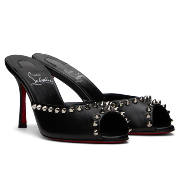 Christian Louboutin Me Dolly Spike 85 Black Backless Sandal Mule Heel Pump 38.5 - Picture 3 of 14
